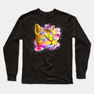 Pop Art Cat Long Sleeve T-Shirt